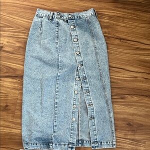Denim Button-Front Skirt